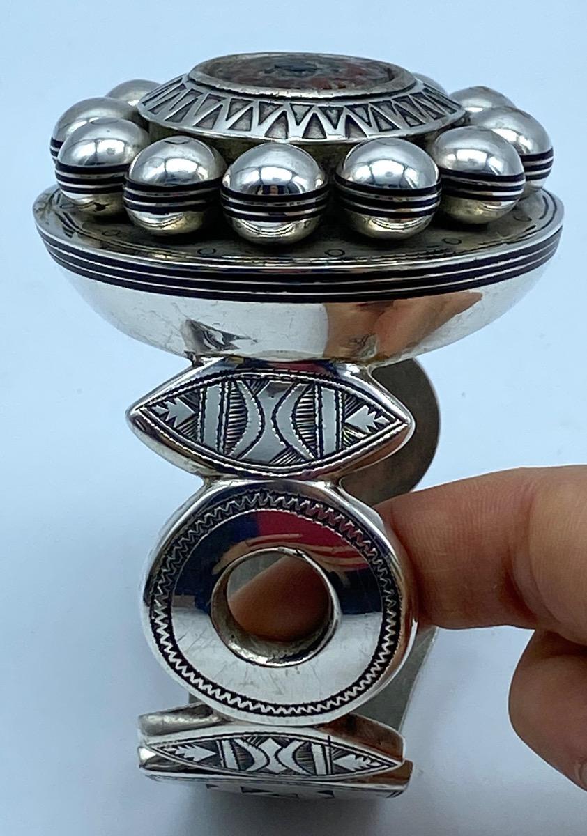 Antique Berber Moroccan Tuareg silver chevron bracelet 