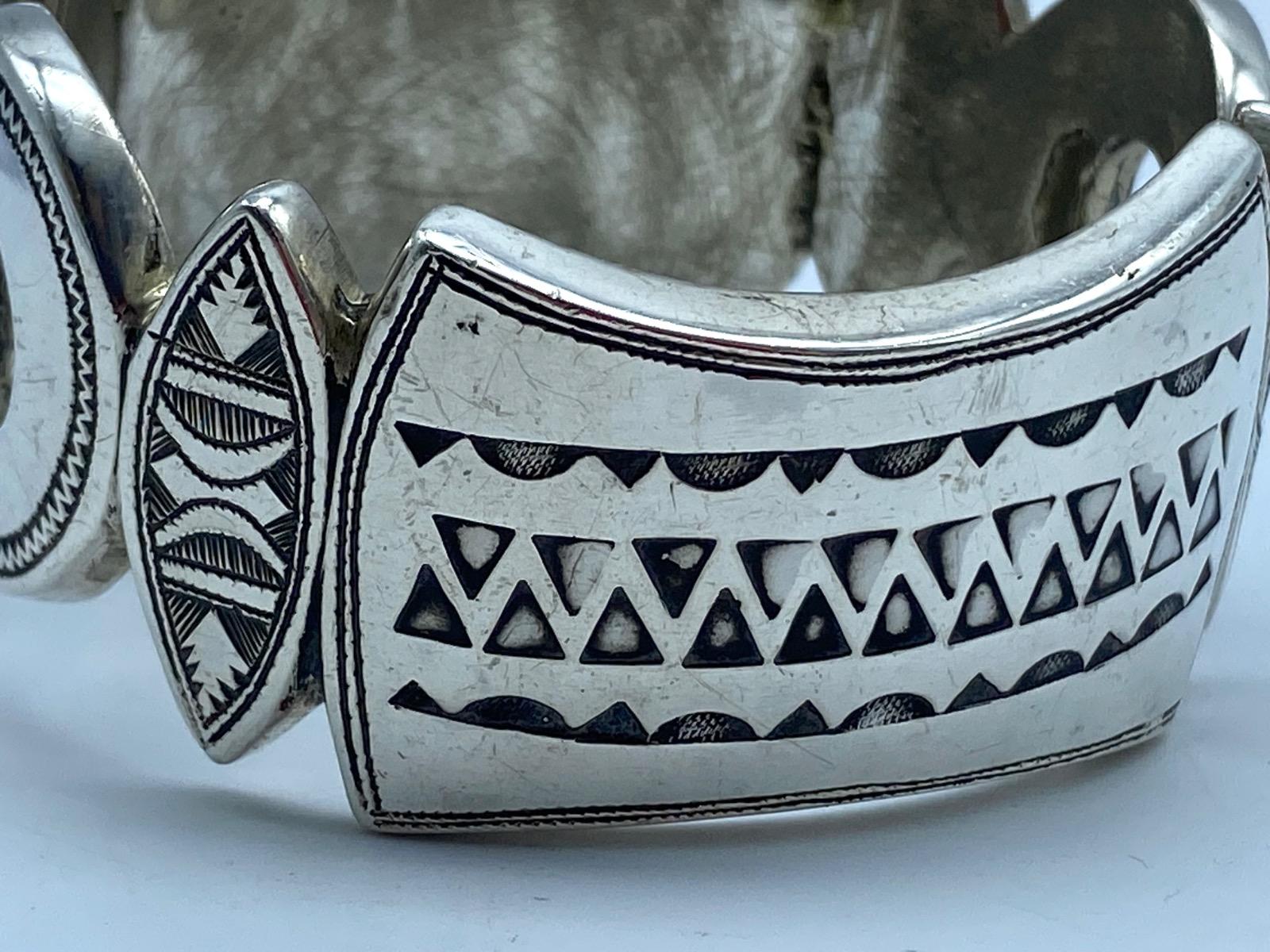 Antique Berber Moroccan Tuareg silver chevron bracelet 