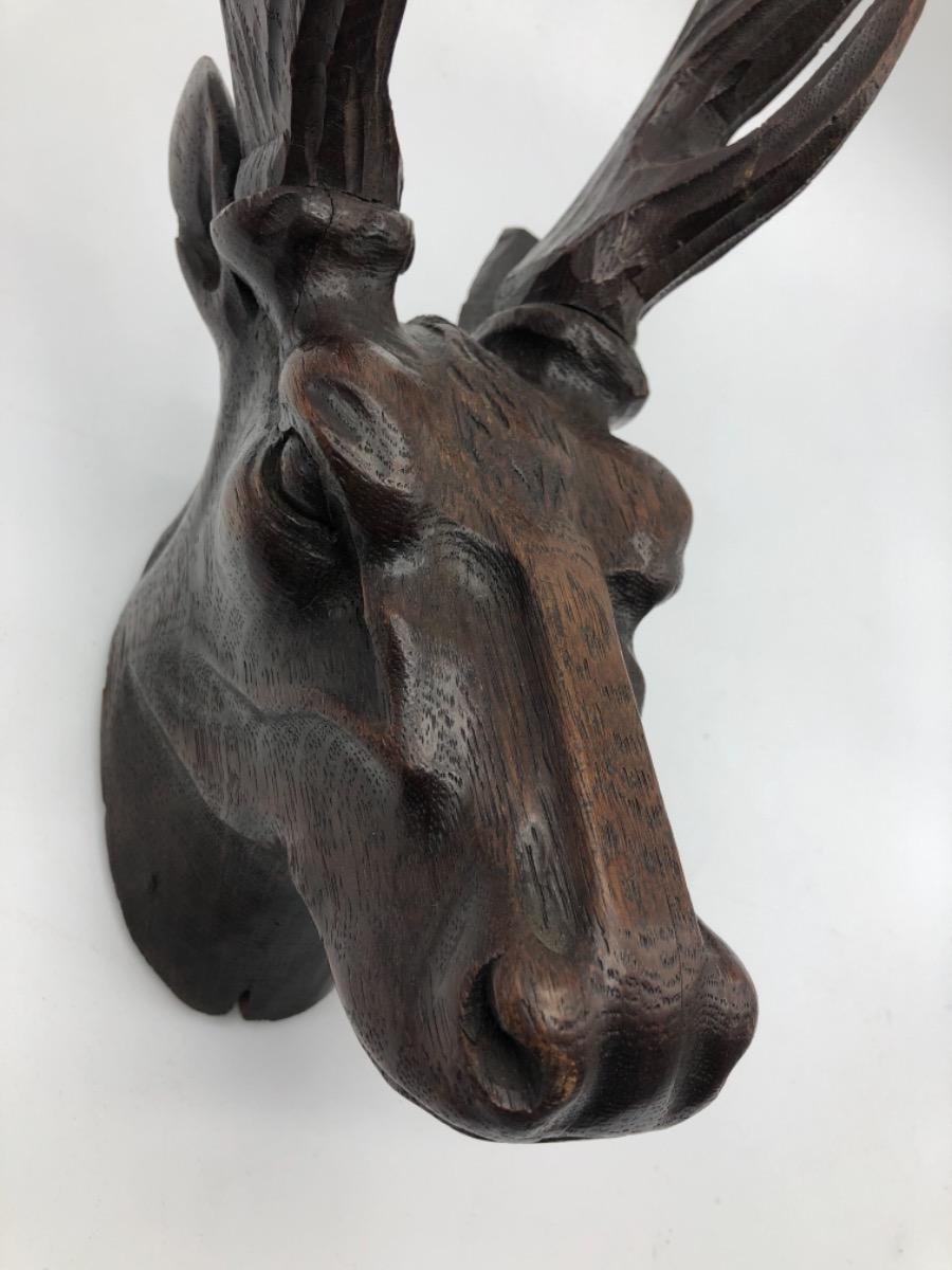 Antique carved wooden Black Forest mounted deer head Sold items