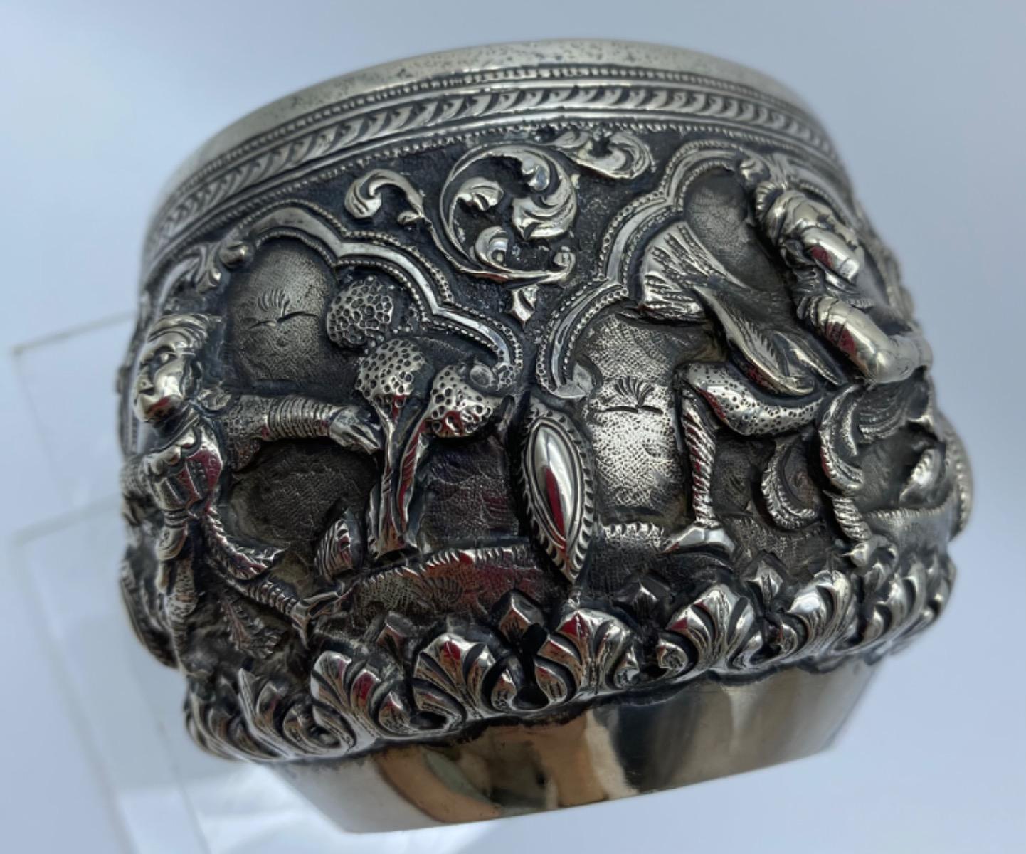 Antique Burmese solid silver Thabeik bowl 