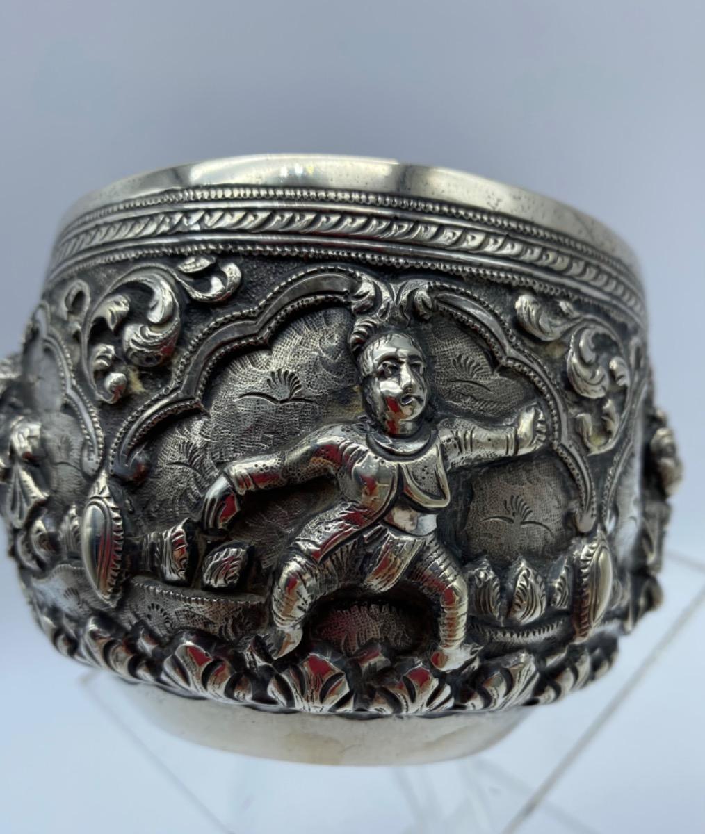 Antique Burmese solid silver Thabeik bowl 