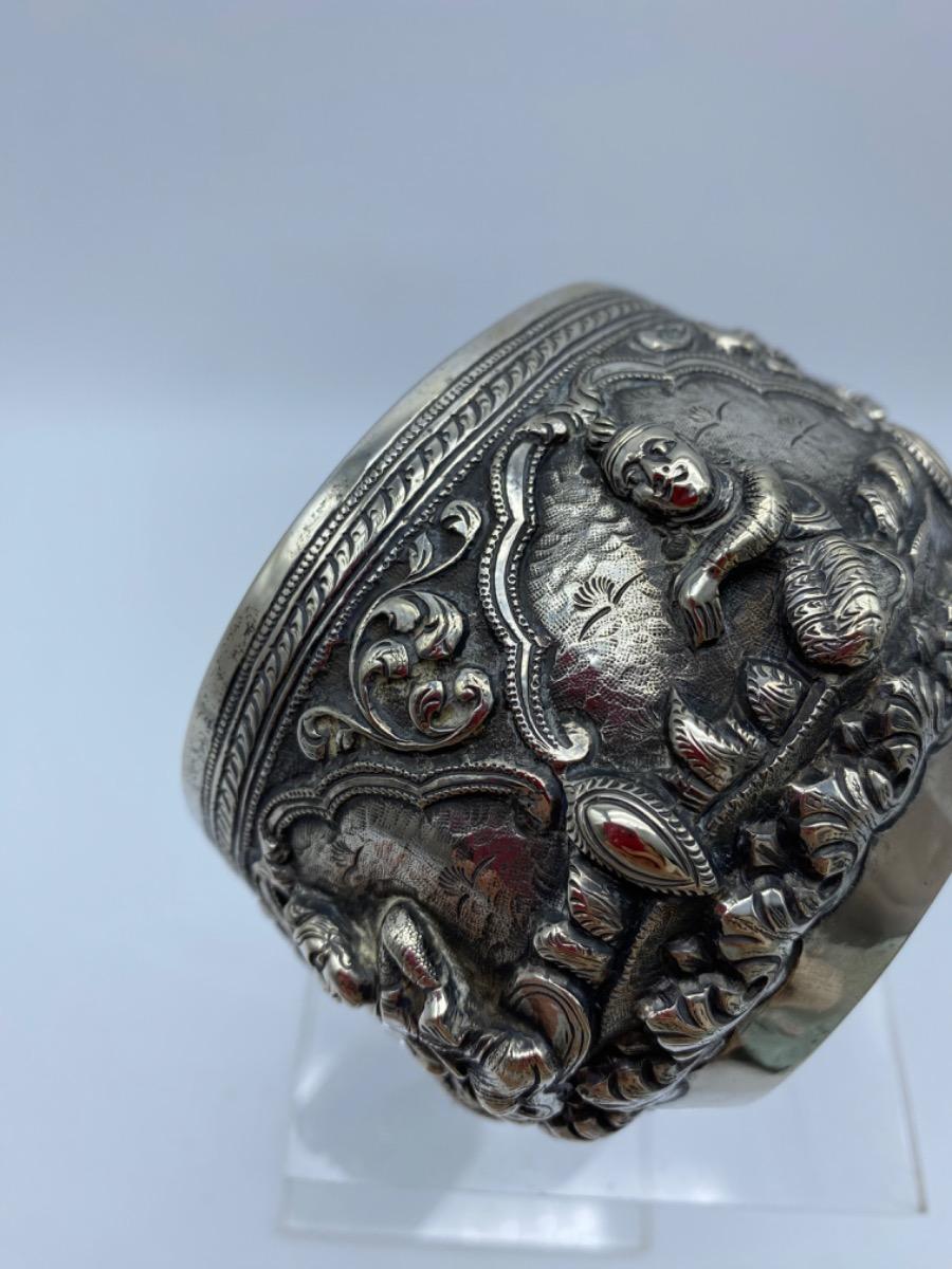Antique Burmese solid silver Thabeik bowl 