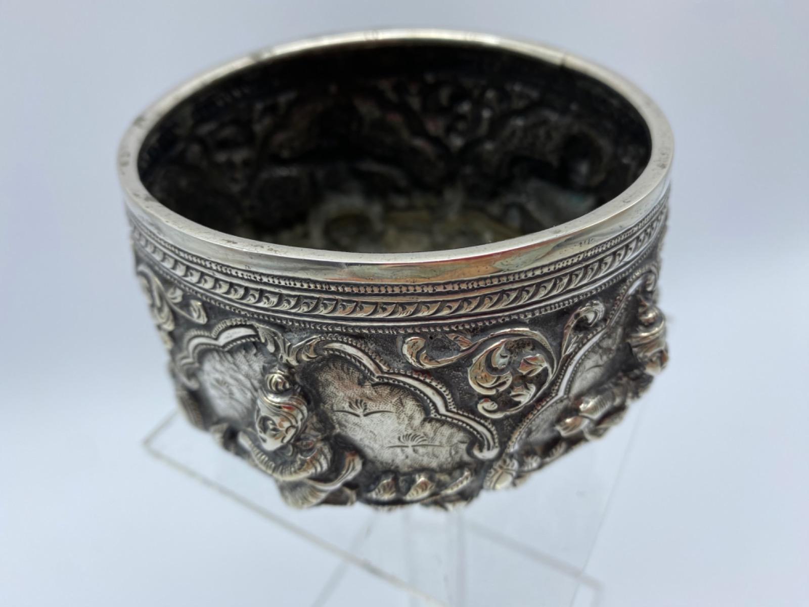 Antique Burmese solid silver Thabeik bowl 