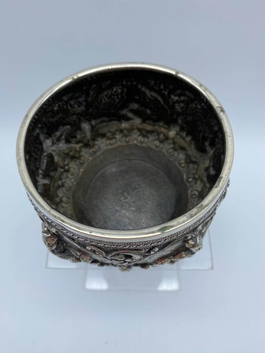 Antique Burmese solid silver Thabeik bowl 