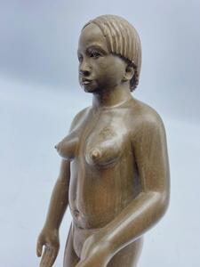 Antique carved rosewood statue of a Native American woman 