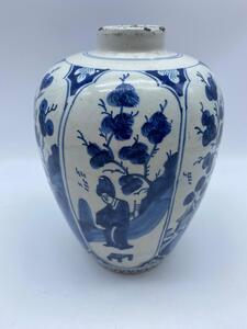 Antique Kangxi style Long Eliza Delft ovoid vase 