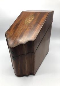 Antique wooden lidded stationery box 