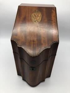 Antique wooden lidded stationery box 