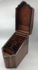 Antique wooden lidded stationery box 