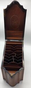 Antique wooden lidded stationery box 