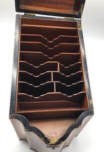 Antique wooden lidded stationery box 