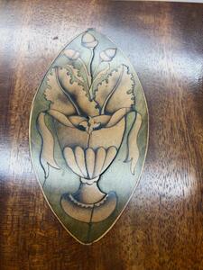 Antique wooden lidded stationery box 