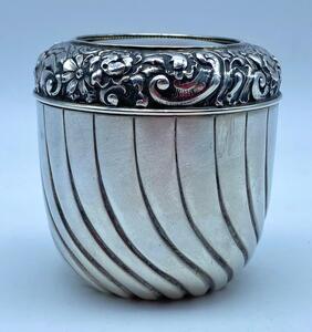 Antique English silver lidded gilded box with miniature painting on top