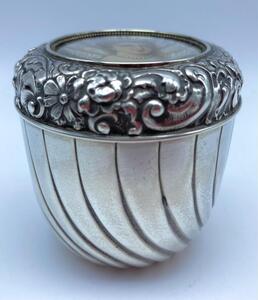 Antique English silver lidded gilded box with miniature painting on top