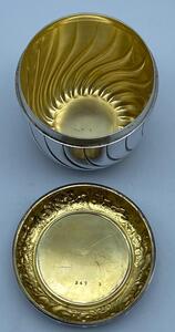 Antique English silver lidded gilded box with miniature painting on top