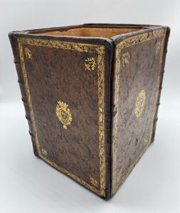 Antique faux Livres paper waste basket 