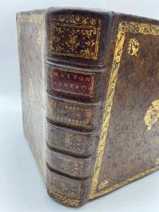 Antique faux Livres paper waste basket 