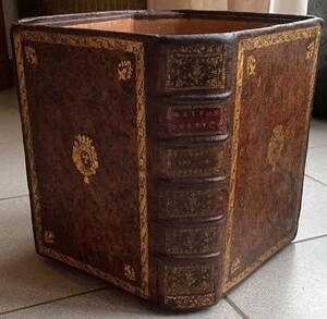 Antique faux Livres paper waste basket 