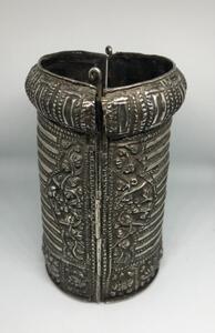 Antique Indian silver cuff pin bracelet 
