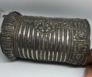 Antique Indian silver cuff pin bracelet 