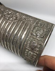 Antique Indian silver cuff pin bracelet 