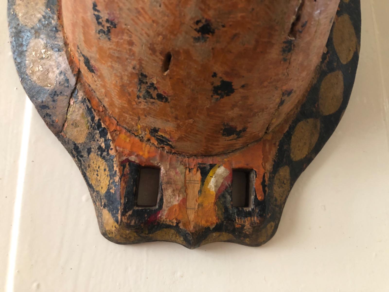 Antique Indonesian wooden polychrome trophy head of a panther - Tribal ...