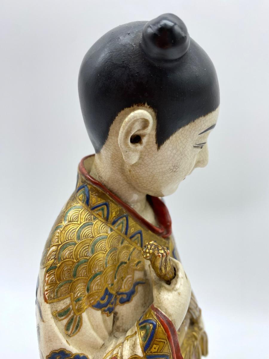 Antique Japanese Meiji period Satsuma ceramic statue of a woman in kimono 29 cm 