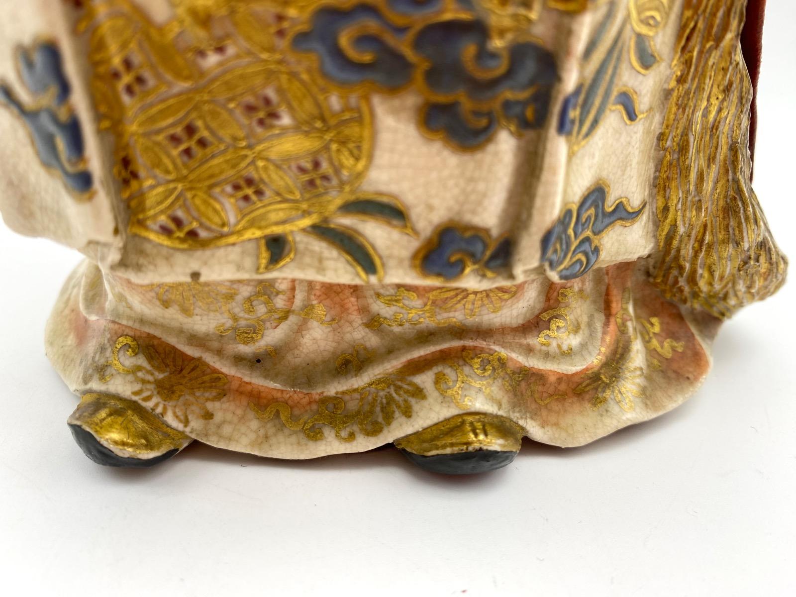 Antique Japanese Meiji period Satsuma ceramic statue of a woman in kimono 29 cm 