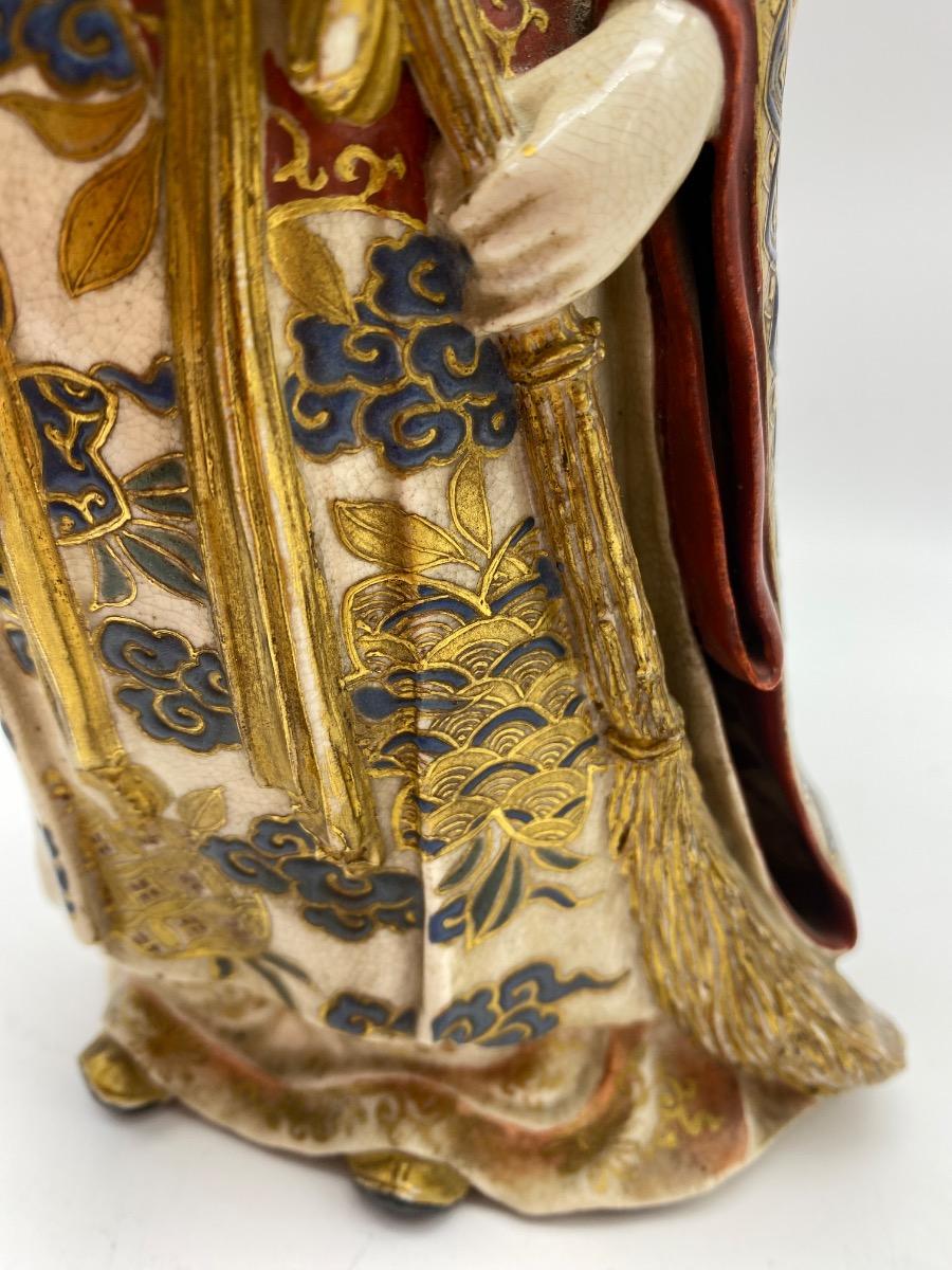 Antique Japanese Meiji period Satsuma ceramic statue of a woman in kimono 29 cm 