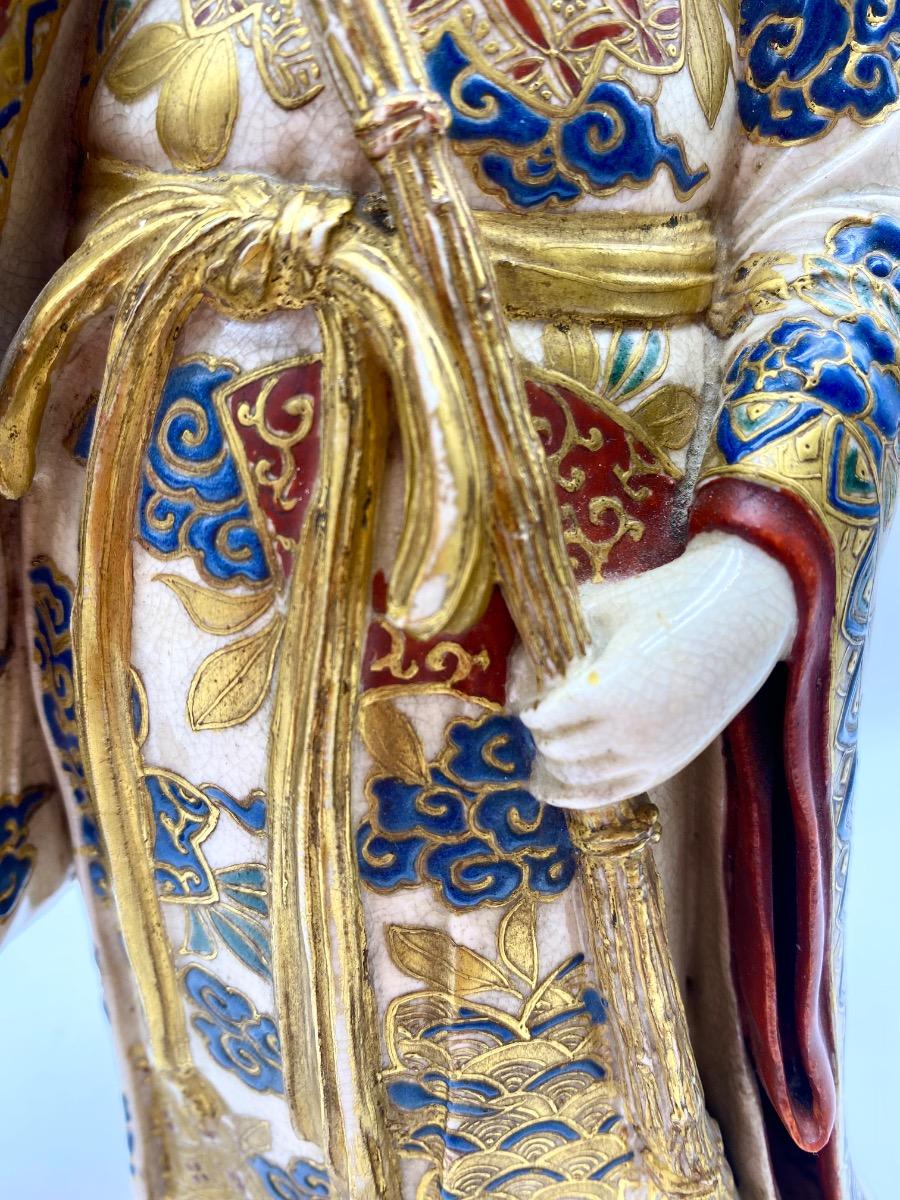 Antique Japanese Meiji period Satsuma ceramic statue of a woman in kimono 29 cm 