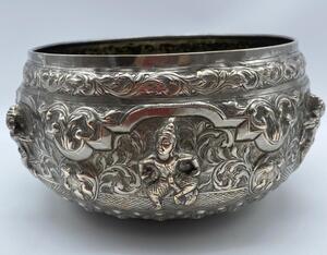 Burmese repousse silver dancers Thabeik 