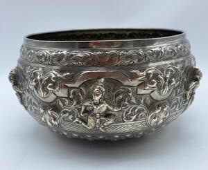 Burmese repousse silver dancers Thabeik 