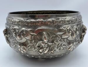 Burmese repousse silver dancers Thabeik 