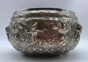 Burmese repousse silver dancers Thabeik 