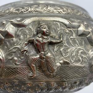 Burmese repousse silver dancers Thabeik 