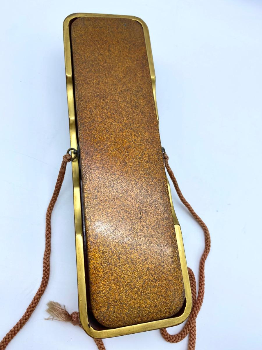 Antique Meiji period Japanese lacquered Maki-e inlaid Fubako 