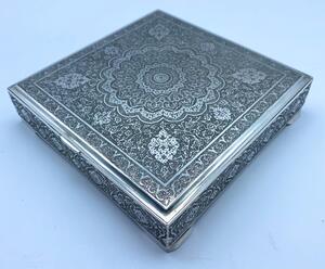 Antique silver Persian engraved box 608 gr 