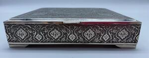 Antique silver Persian engraved box 608 gr 