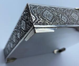 Antique silver Persian engraved box 608 gr 