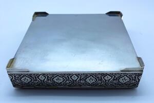 Antique silver Persian engraved box 608 gr 