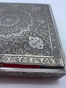 Antique silver Persian engraved box 608 gr 