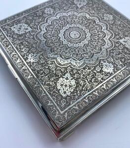 Antique silver Persian engraved box 608 gr 