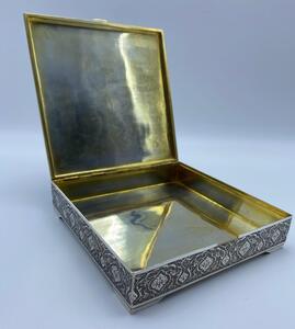 Antique silver Persian engraved box 608 gr 