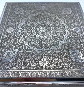 Antique silver Persian engraved box 608 gr 