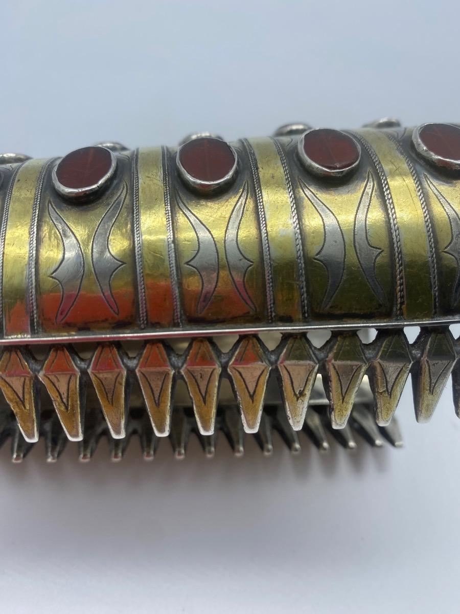 Antique rare Turkmen Tekke ethnic silver and carnelian bracelet