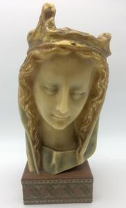 Antique religious wax head Virgin Mary