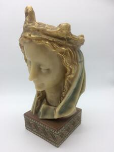 Antique religious wax head Virgin Mary