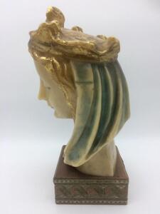 Antique religious wax head Virgin Mary