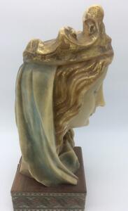 Antique religious wax head Virgin Mary