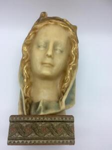 Antique religious wax head Virgin Mary